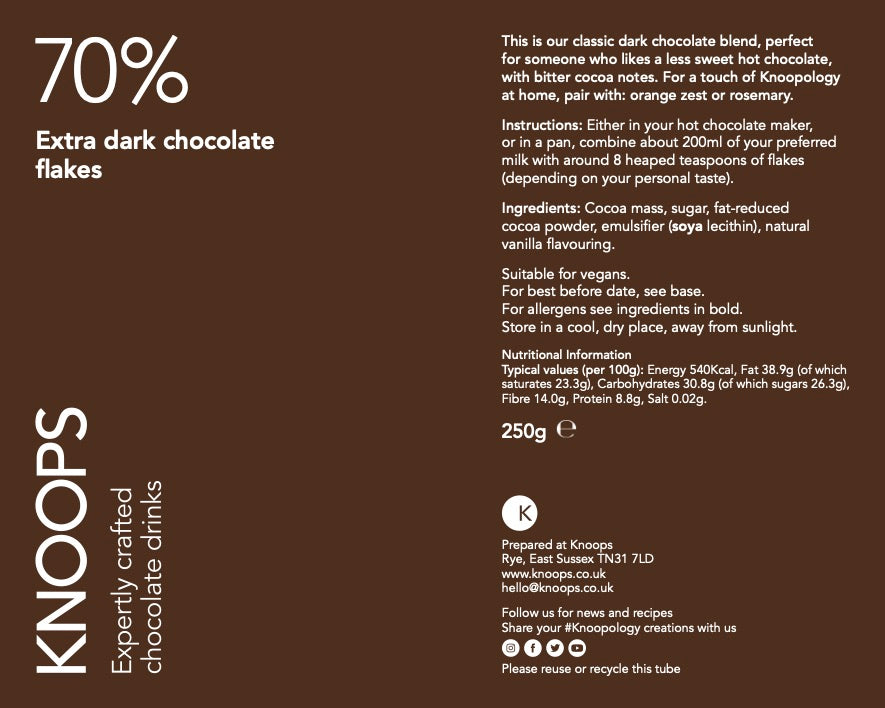 Extra dark hot chocolate flakes | 70% | Blend