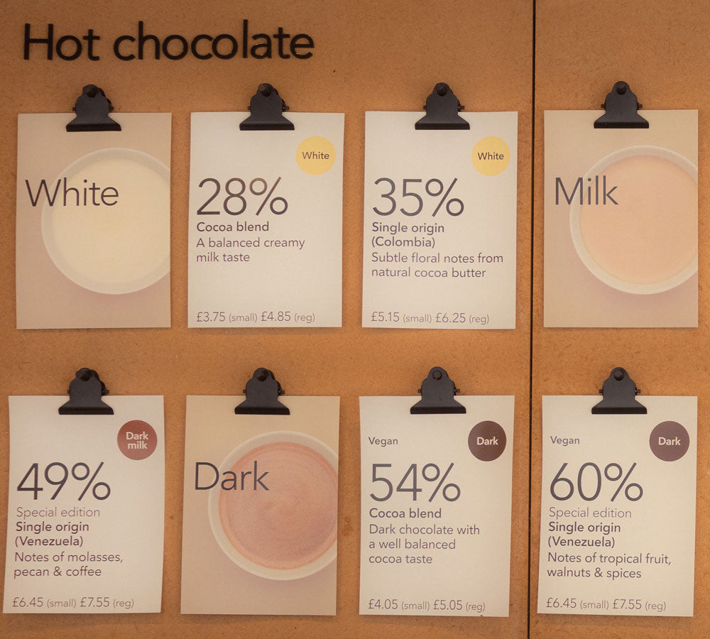 hot chocolate menu