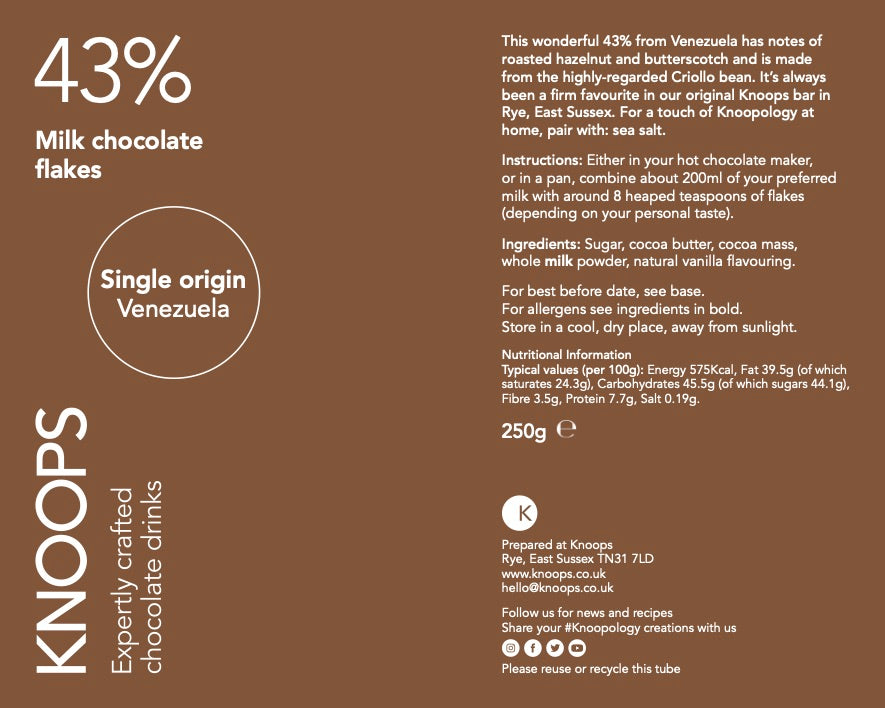 Milk hot chocolate flakes | 43% | Venezuela